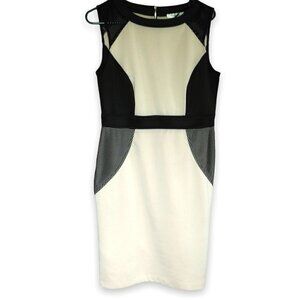 Sandra Darren NWOT Sheath Dress Sleeveless Taupe Black Net Accents Sz 10 Classic